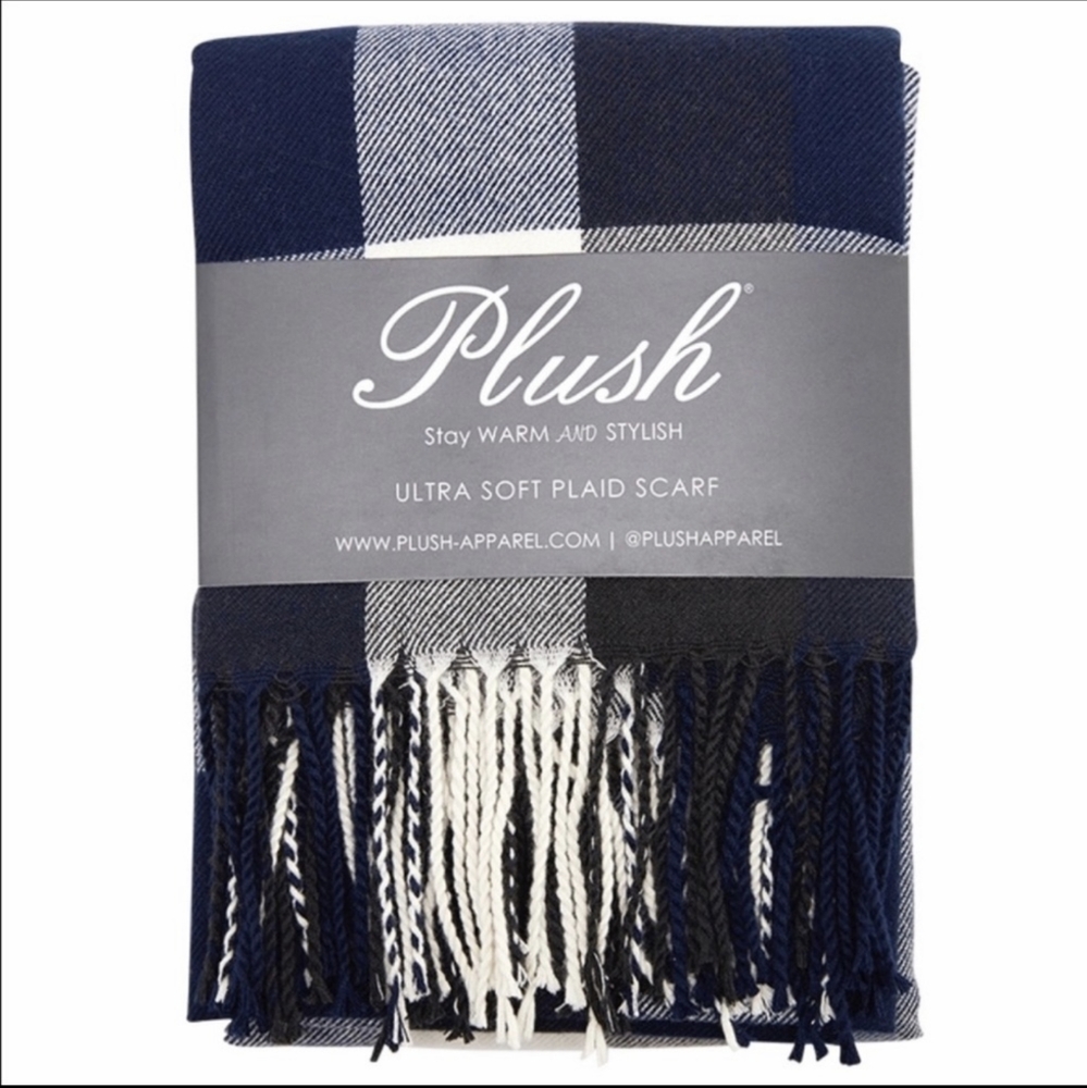 Plush plaid ultra soft scarf